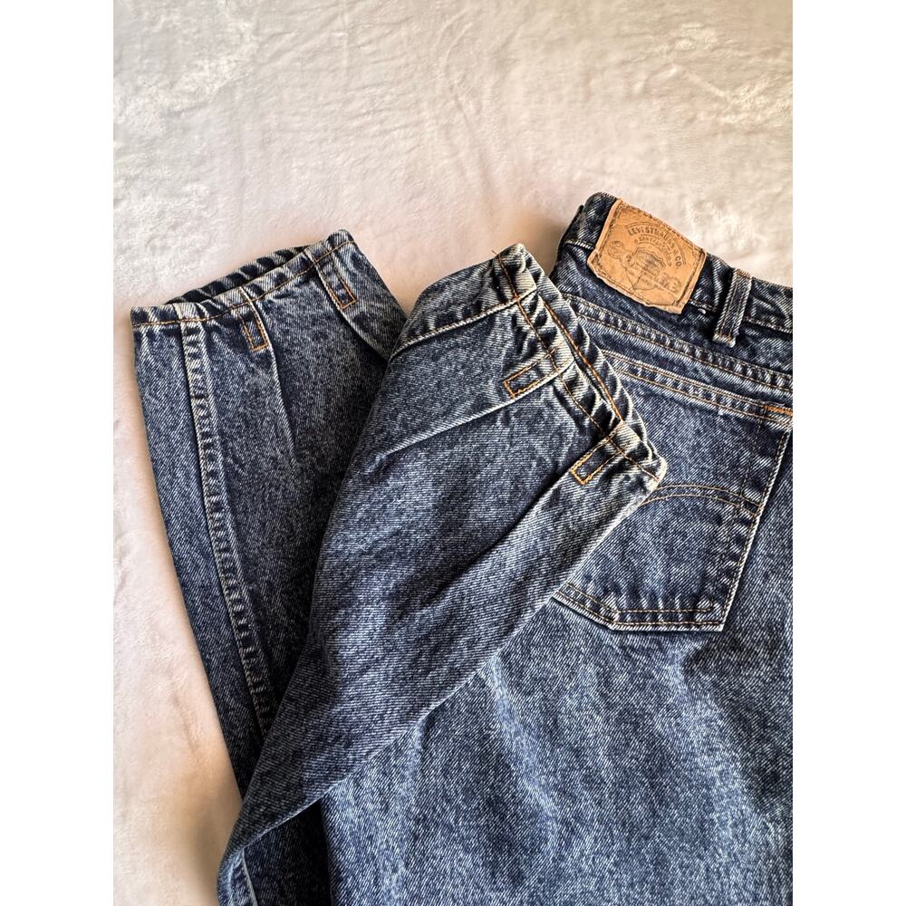 Vintage 80s Levis White Tab Acid Wash Pleated High Waist Jeans Made in USA W30 - Picture 3 of 14